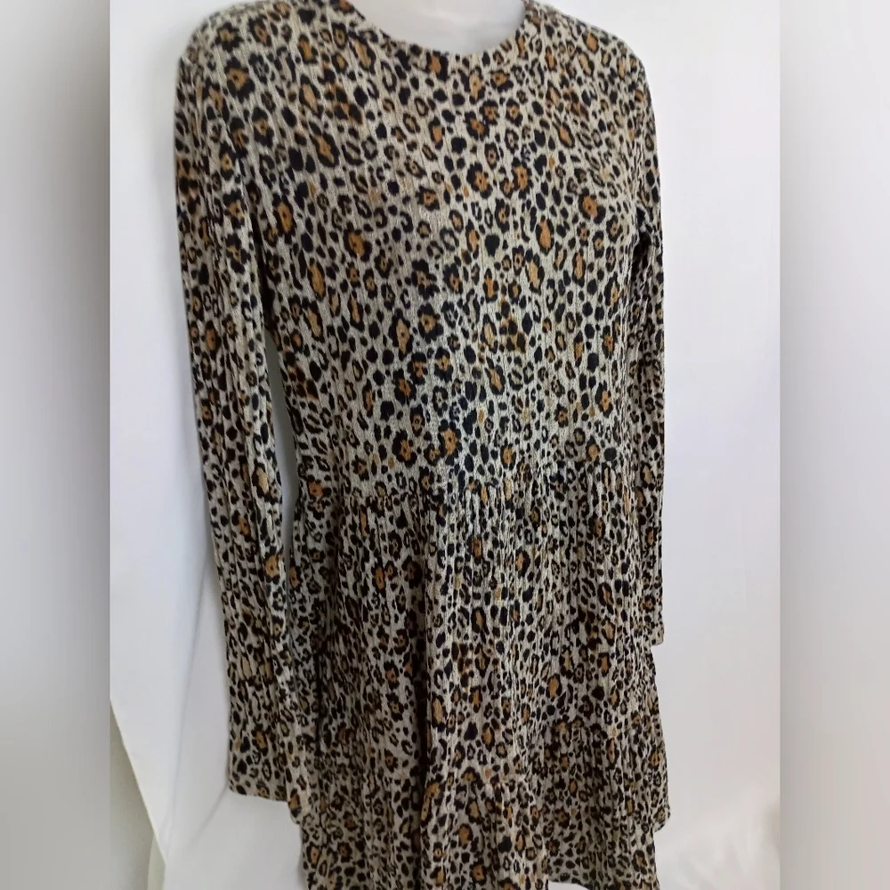 ZARA Mobwife Cheetah Leopard Print Long Sleeve Fall Autumn Winter Dress (#221)‎